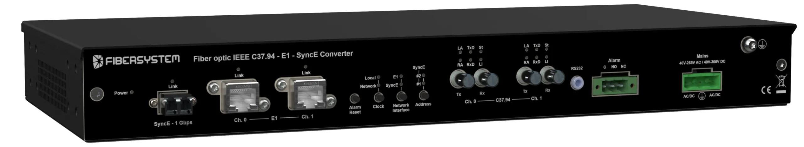 Fo converter IEEE C37.94 and E1 over Synchronous Ethernet (SyncE)